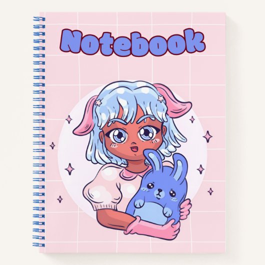 Blauw schattig meisje 💜💛✨ notitieboek (Voorkant)