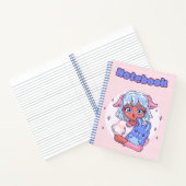 Blauw schattig meisje 💜💛✨ notitieboek (Binnen)