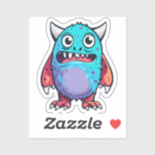 Blauw schattig monster sticker (Vel)