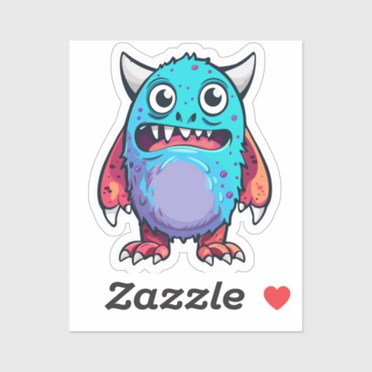 Blauw schattig monster sticker (Vel)