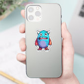 Blauw schattig monster sticker (Telefoon)