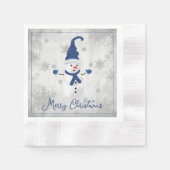Blauw Schattig Sneeuwman Papier Servet (Voorkant)