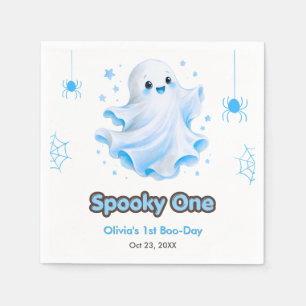 Blauw Schattig Spook Halloween 1e Verjaardag Servet
