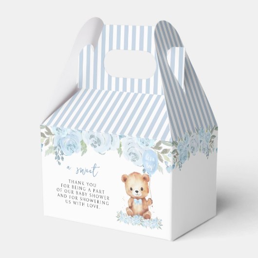 Blauw schattig teddybeer baby shower snoep gunst d bedankdoosjes (Achterkant)