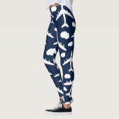 Blauw, schattig vliegend vliegend vliegtuig leggings (Links)