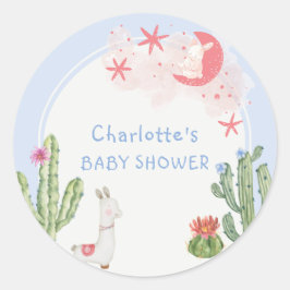Blauw Schattige Boho Boog Cactus Speelgoed Jongen  Ronde Sticker