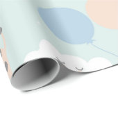 Blauw Schattige Giraffe Baby shower Cadeaupapier (Rol Hoek)