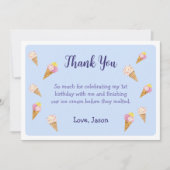 Blauw Schattige Ijsje Feest Jongen Verjaardag Bedankkaart (Voorkant)