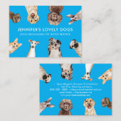 Blauw Schattige Kleine Maat Honden Huisdier Sitter Visitekaartje (Voorkant / Achterkant)