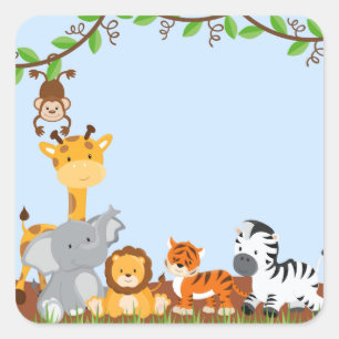 Blauw Schattige Oerwoud Baby Animal Sticker