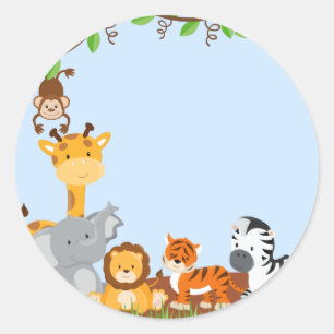 Blauw Schattige Oerwoud Baby Animal Sticker