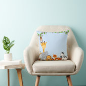 Blauw Schattige Oerwoud Baby Dieren Kussen (Stoel)