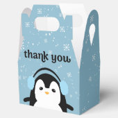 Blauw Schattige Penguin Winter Baby shower Dank u Bedankdoosjes (Geopend)