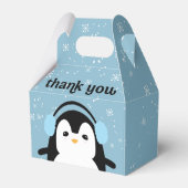 Blauw Schattige Penguin Winter Baby shower Dank u Bedankdoosjes (Voorkant Zijde)