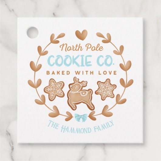 Blauw Schattige peperkoek Kerstkoekjes uitwisselin Bedankjes Labels (Voorkant)