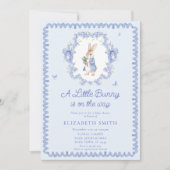 Blauw Schattige Peter Rabbit Baby shower Kaart (Voorkant)