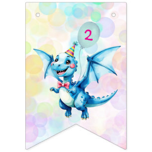 Blauw Schattige Regenboog Ballon dinosaurussen Ver Vlaggetjes