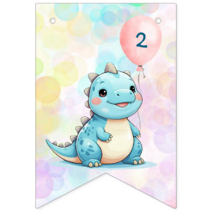 Blauw Schattige Regenboog Ballon dinosaurussen Ver Vlaggetjes