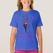 Blauw Schattige Robot Giggle Leuk T-shirt (Voorkant)