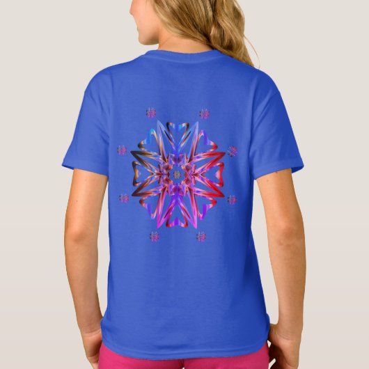 Blauw Schattige Robot Giggle Leuk T-shirt (Achterkant)
