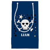 Blauw  Schattige Schedel en Kruisbeenderen Klein Cadeauzakje (Voorkant)