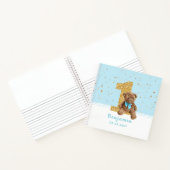 Blauw Schattige Teddy Bear 1e Verjaardag Gastenboe Notitieboek (Binnen)