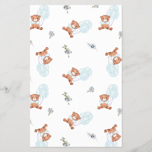 Blauw Schattige Teddy Bear Boy Baby shower Spel BI Flyer (Achterkant)