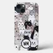 Blauw Schattige Warm Te veel katten Aangepaste naa Case-Mate iPhone Case (Achterkant)
