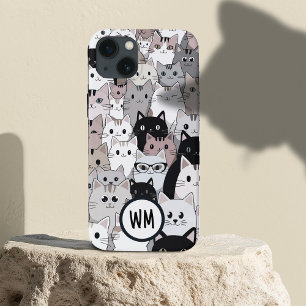 Blauw Schattige Warm Te veel katten Aangepaste naa Case-Mate iPhone Case