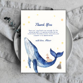 Blauw Schattige Whimsical Duck Stars Whale Baby sh Bedankkaart