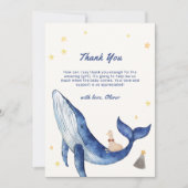 Blauw Schattige Whimsical Duck Stars Whale Baby sh Bedankkaart (Voorkant)