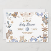 Blauw Schattige zeiler baby shower Kaart (Voorkant)