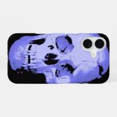 Blauw Schedel Pop Art Fantasie iPhone 16 Hoesje (Achterkant horizontaal)