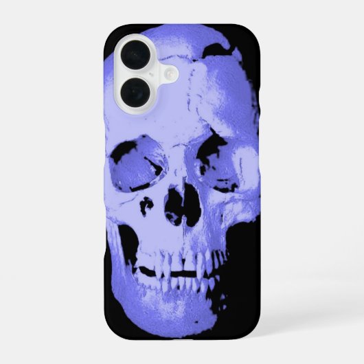 Blauw Schedel Pop Art Fantasie iPhone 16 Hoesje (Achterkant)