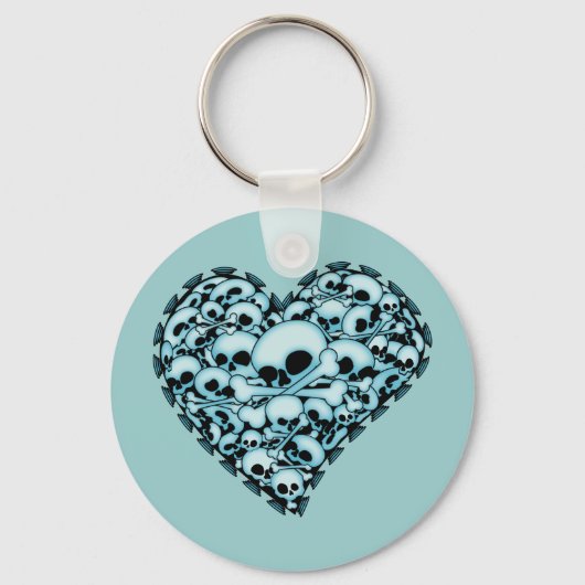 Blauw Schedelhart Sleutelhanger (Voorkant)