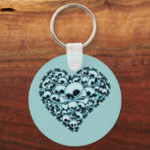 Blauw Schedelhart Sleutelhanger (Voorkant)