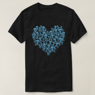 Blauw schedelhart T-shirt