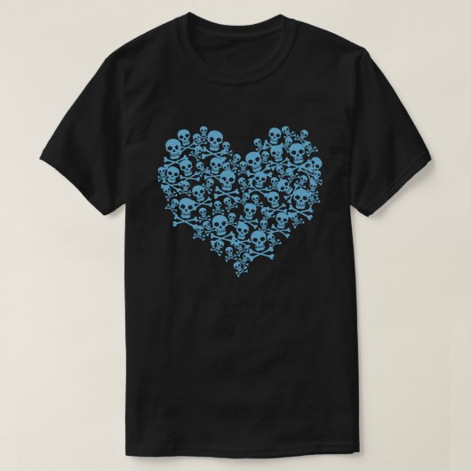 Blauw schedelhart T-shirt (Design voorkant)