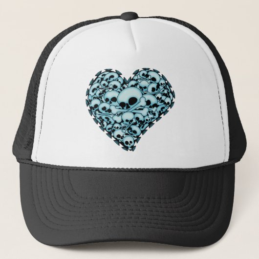 Blauw Schedelhart Trucker Pet (Voorkant)
