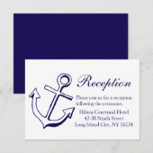 Blauw Scheepsanker Trouwreceptie Informatiekaartje (Voorkant / Achterkant)