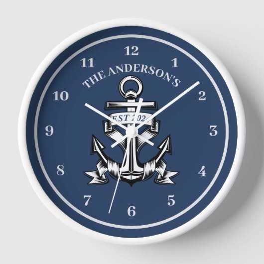 Blauw Scheepshuis Anker Familie Naam Est (Voorkant)
