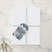 Blauw Scheepsvaart Koraal Waterverf Elegant Feest Cadeaulabel (Met Touw)
