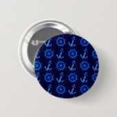 Blauw scheepswiel en anker ronde button 5,7 cm (Voorkant /achterkant)