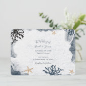 Blauw Scheepvaart Koraal Aquarel Elegant Feest Kaart (Staand voorkant)