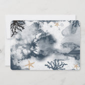 Blauw Scheepvaart Koraal Aquarel Elegant Feest Kaart (Achterkant)