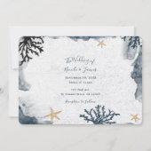 Blauw Scheepvaart Koraal Aquarel Elegant Feest Kaart (Voorkant)