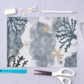 Blauw Scheepvaart Koraal Aquarel Elegant Feest Tissuepapier (Craft)