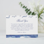 Blauw Scheepvaart Kust Zee Bruidsfeest Bedankt Informatiekaartje (Staand voorkant)