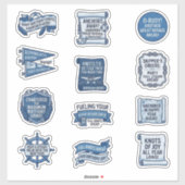 Blauw Scheepvaart Slogan Verjaardags Sticker Vel (Vel)