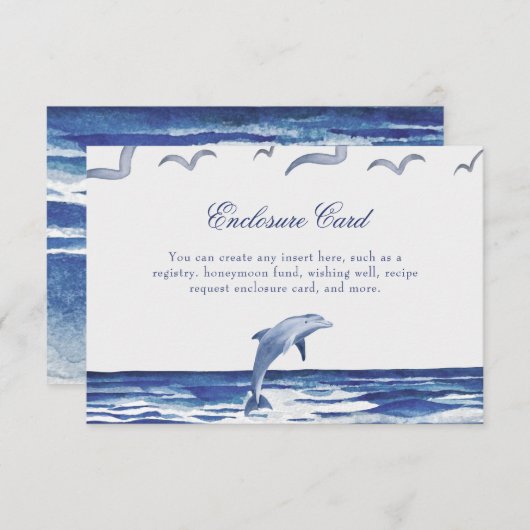 Blauw Scheepvaart Thema Bruidsfeest aan de Kust Informatiekaartje (Voorkant / Achterkant)